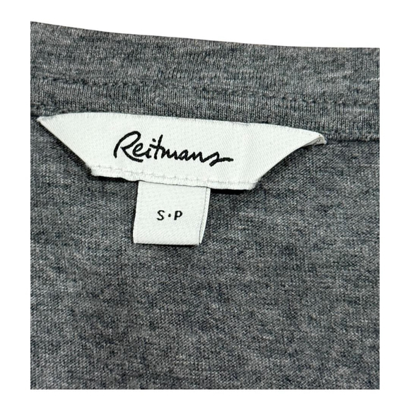 Reitmans Shirt Womens Small Gray Long Sleeve Coffee Time Henley Graphic Top - Picture 7 of 8